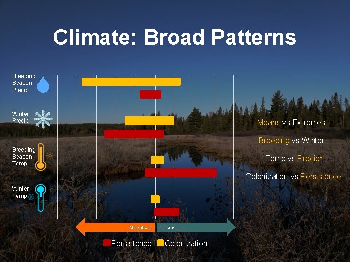 Climate: Broad Patterns Breeding Season Precip Winter Precip Means vs Extremes Breeding vs Winter