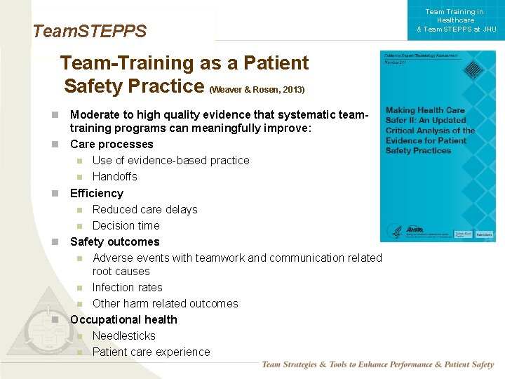 Team Training in Healthcare & Team. STEPPS at JHU Team. STEPPS Team-Training as a