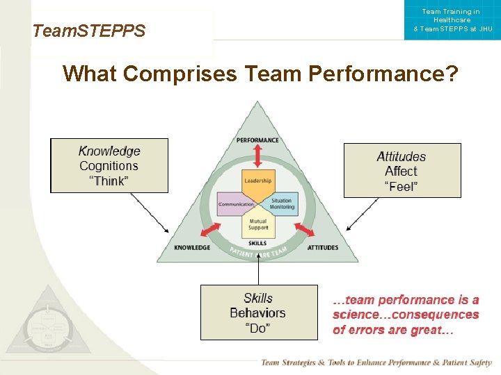 Team Training in Healthcare & Team. STEPPS at JHU Team. STEPPS What Comprises Team