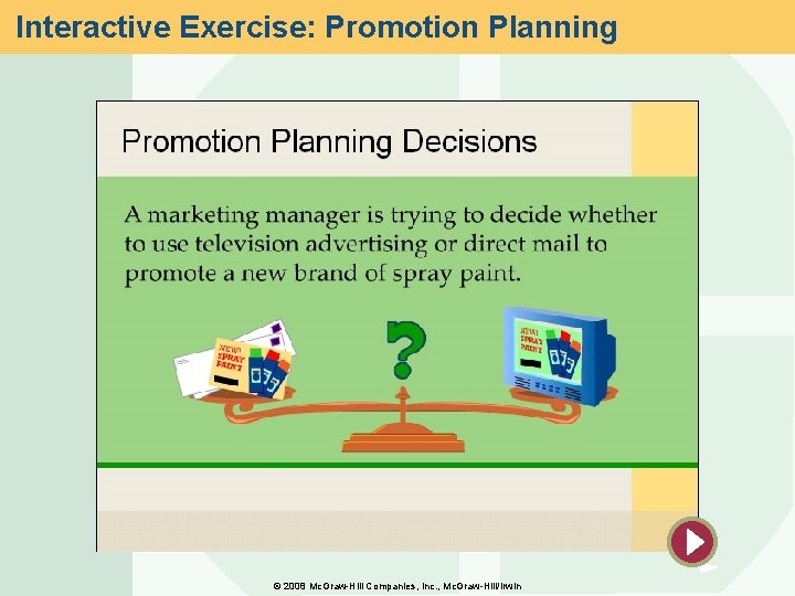 Interactive Exercise: Promotion Planning © 2008 Mc. Graw-Hill Companies, Inc. , Mc. Graw-Hill/Irwin 