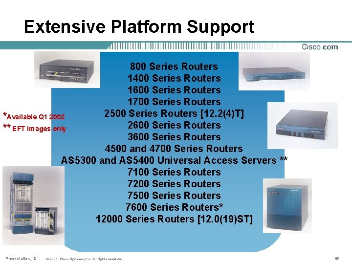 Extensive Platform Support 800 Series Routers 1400 Series Routers 1600 Series Routers 1700 Series