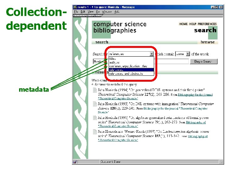 Collectiondependent metadata 