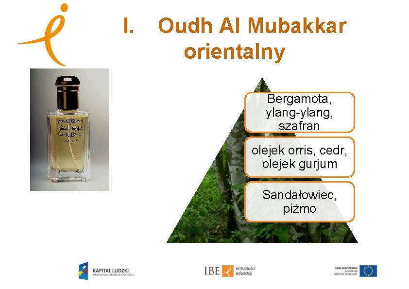 I. Oudh Al Mubakkar orientalny Bergamota, ylang-ylang, szafran olejek orris, cedr, olejek gurjum Sandałowiec,