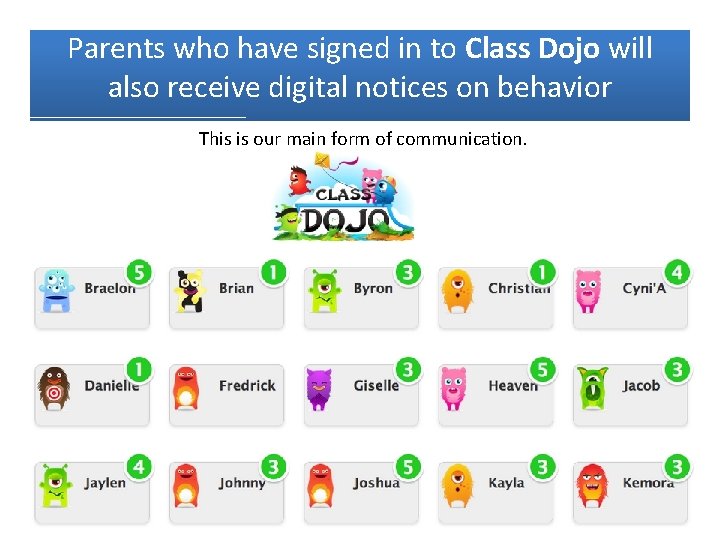Parents who have signed in to Class Dojo will also receive digital notices on