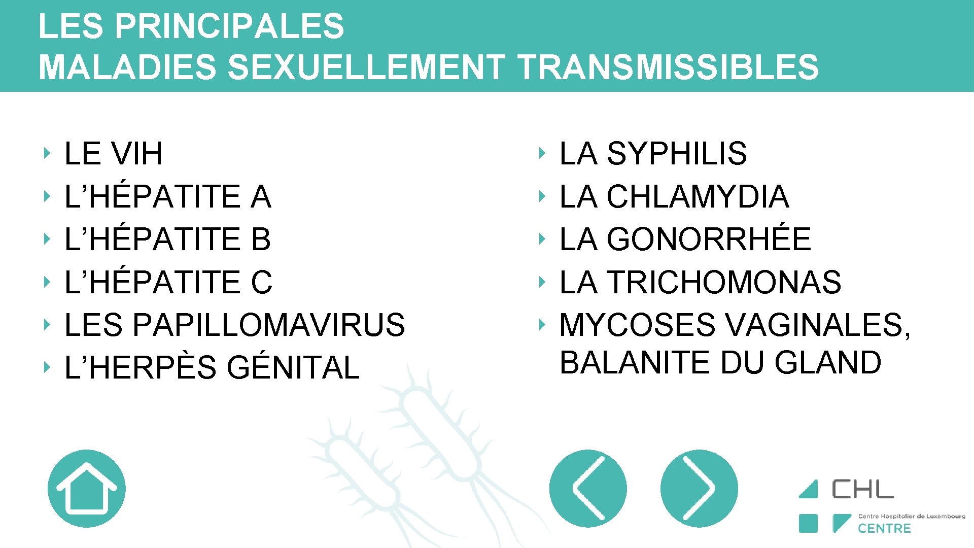 LES PRINCIPALES MALADIES SEXUELLEMENT TRANSMISSIBLES ‣ ‣ ‣ LE VIH L’HÉPATITE A L’HÉPATITE B