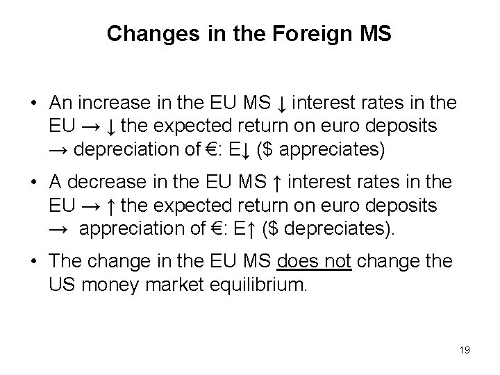 Changes in the Foreign MS • An increase in the EU MS ↓ interest