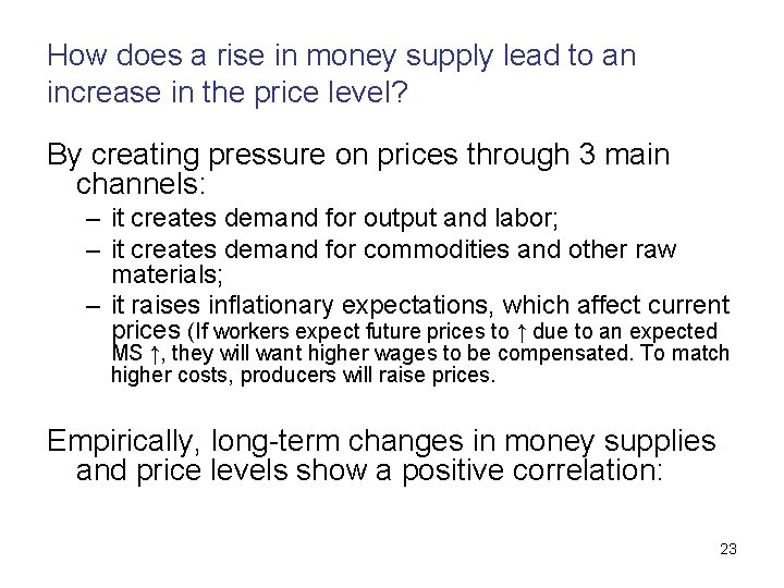 How does a rise in money supply lead to an increase in the price