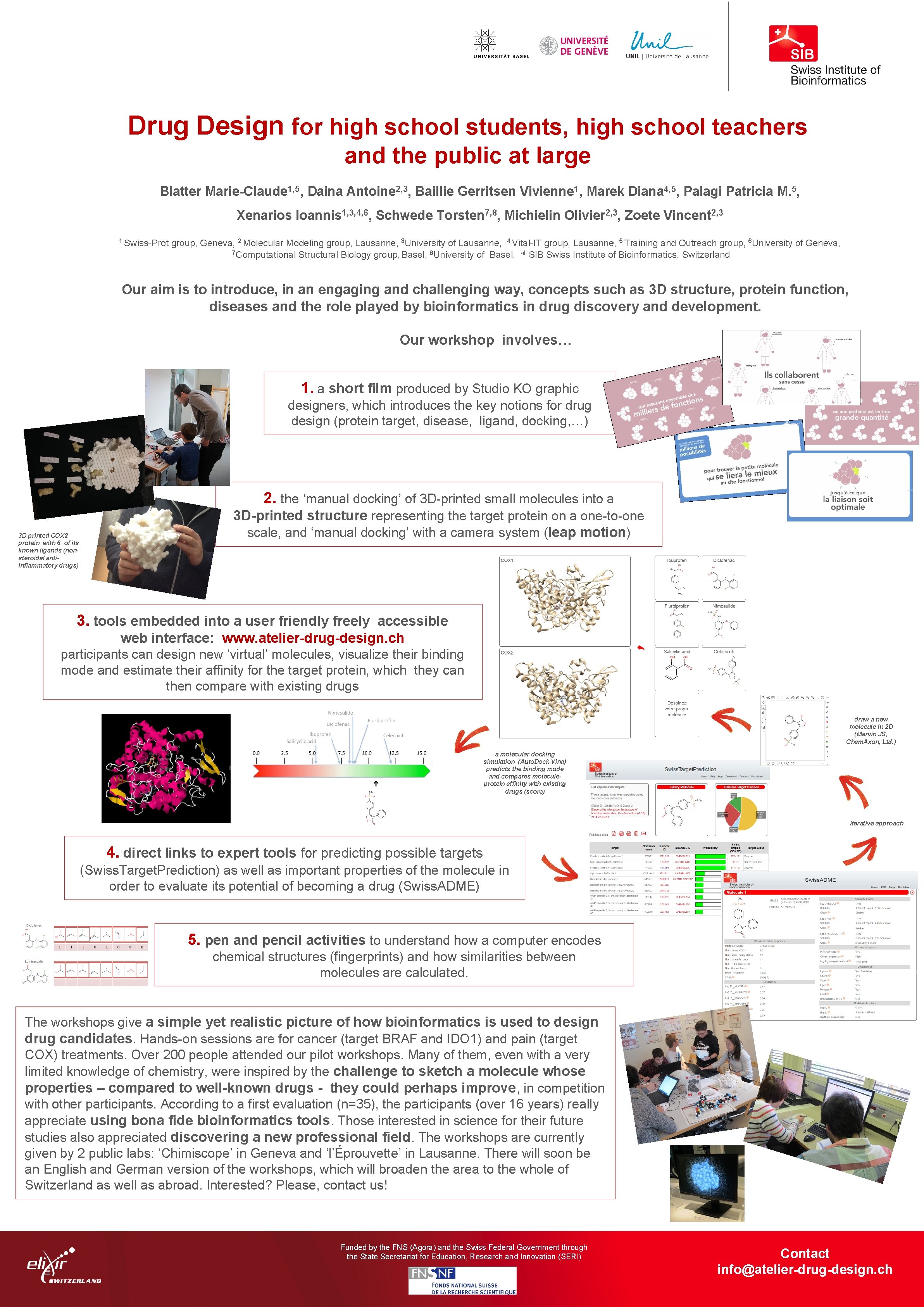 Drug Design for high school students, high school teachers and the public at large