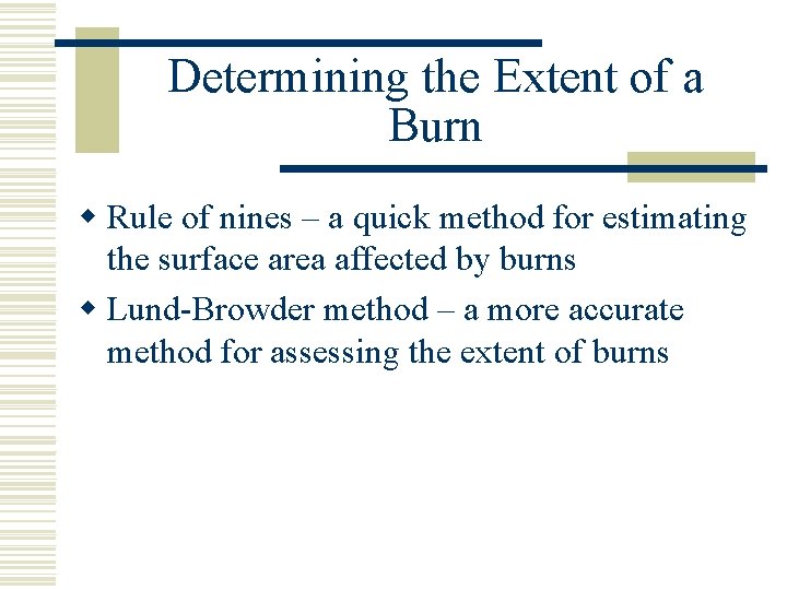 Determining the Extent of a Burn w Rule of nines – a quick method