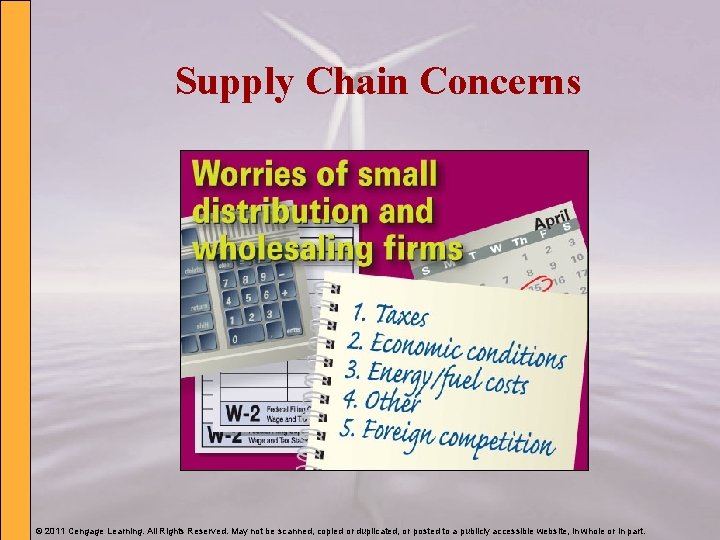 Supply Chain Concerns © 2011 Cengage Learning. All Rights Reserved. May not be scanned,