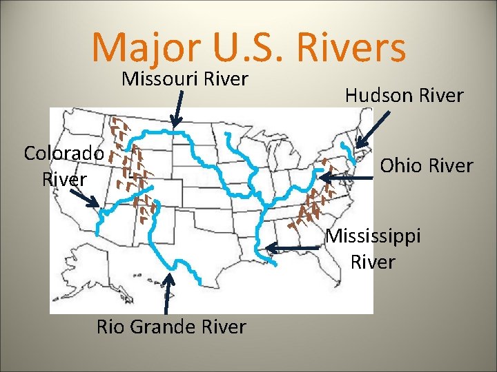 Major U. S. Rivers Missouri River Colorado River Hudson River Ohio River Mississippi River