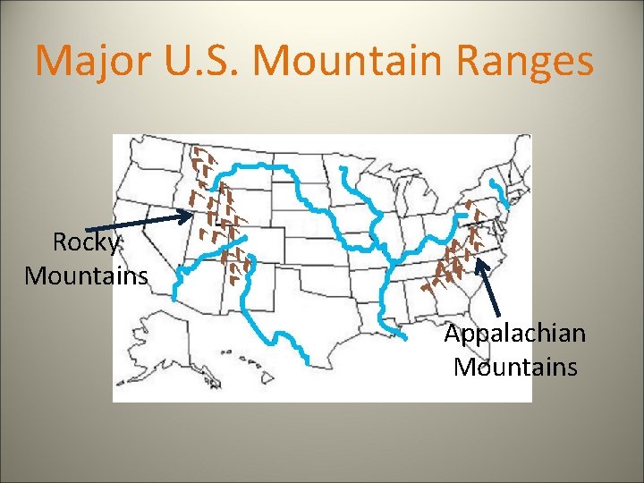 Major U. S. Mountain Ranges Rocky Mountains Appalachian Mountains 