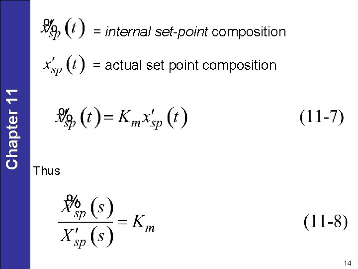 = internal set-point composition Chapter 11 = actual set point composition Thus 14 