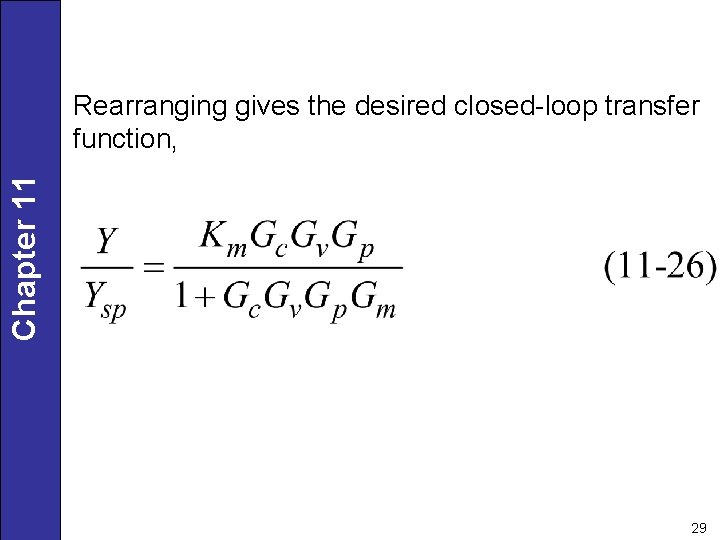 Chapter 11 Rearranging gives the desired closed-loop transfer function, 29 