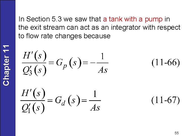 Chapter 11 In Section 5. 3 we saw that a tank with a pump