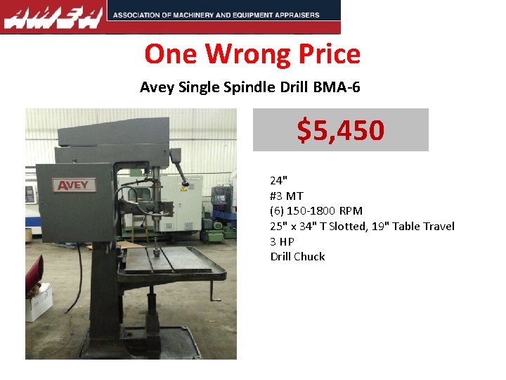 One Wrong Price Avey Single Spindle Drill BMA-6 $5, 450 24" #3 MT (6)