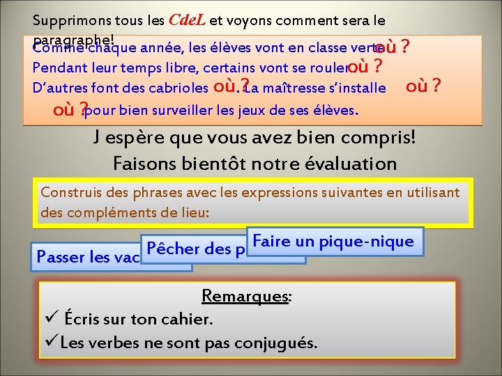 Supprimons tous les Cde. L et voyons comment sera le paragraphe! Comme chaque année,