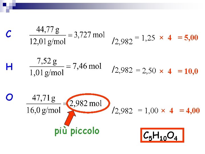 C /2, 982 = 1, 25 H × 4 = 5, 00 /2, 982