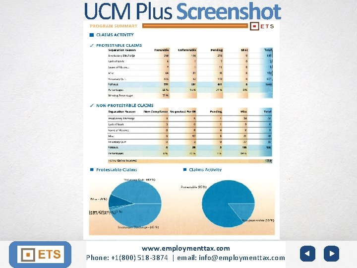 UCM Plus Screenshot YOUR LOGO Join ETS www. employmenttax. com www. domain. com Phone: