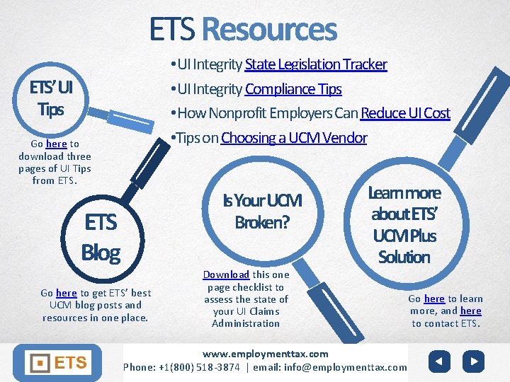 ETS Resources • UI Integrity State Legislation Tracker • UI Integrity Compliance Tips •