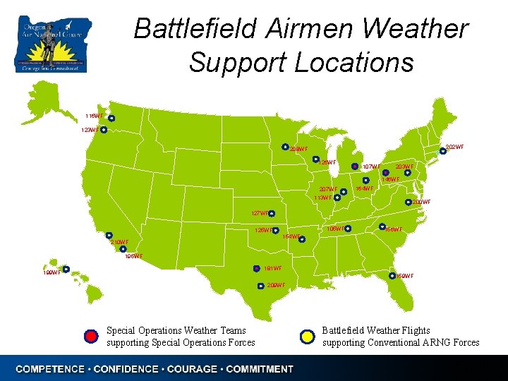 Battlefield Airmen Weather Support Locations 116 WF 123 WF 202 WF 208 WF 126