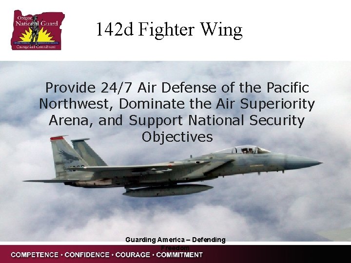 142 d Fighter Wing Provide 24/7 Air Defense of the Pacific Northwest, Dominate the