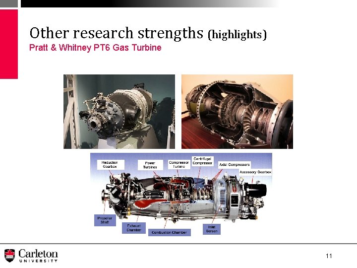 Other research strengths (highlights) Pratt & Whitney PT 6 Gas Turbine 11 
