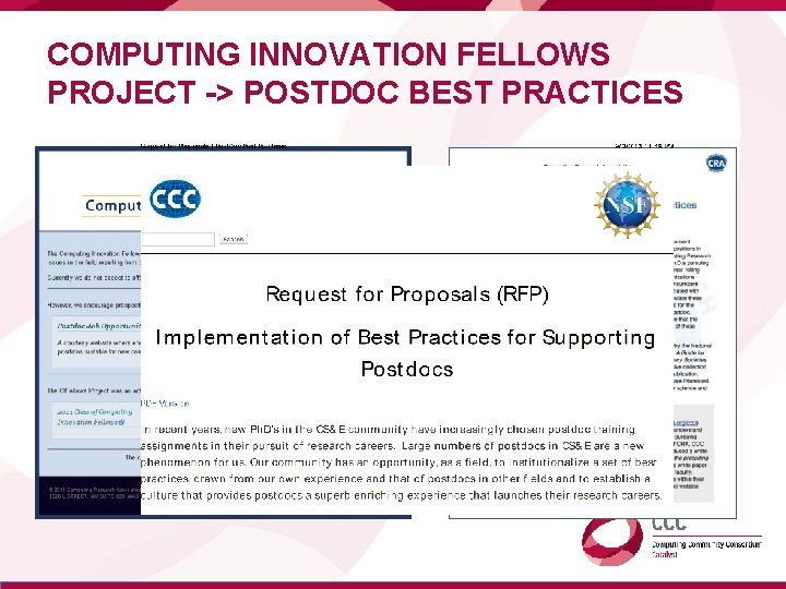 COMPUTING INNOVATION FELLOWS PROJECT -> POSTDOC BEST PRACTICES 