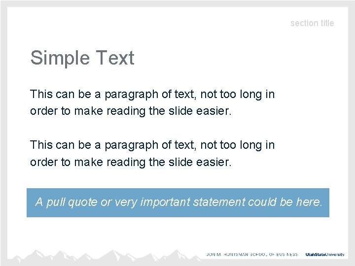 section title Simple Text This can be a paragraph of text, not too long