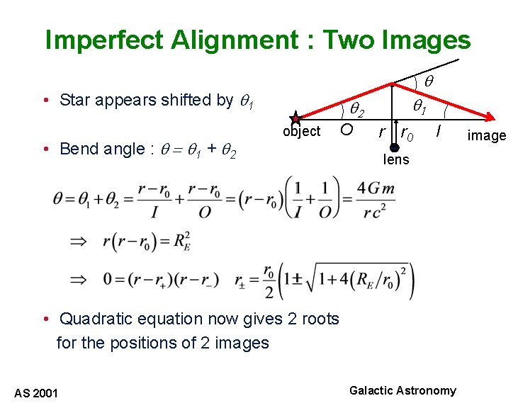 Imperfect Alignment : Two Images q • Star appears shifted by q 1 •