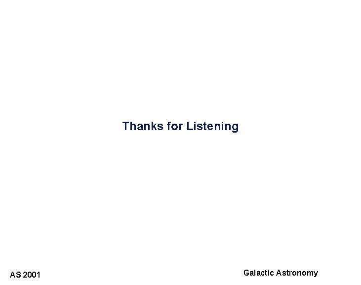 Thanks for Listening AS 2001 Galactic Astronomy 