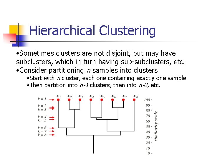 Hierarchical Clustering • Sometimes clusters are not disjoint, but may have subclusters, which in Hierarchical Clustering • Sometimes clusters are not disjoint, but may have subclusters, which in