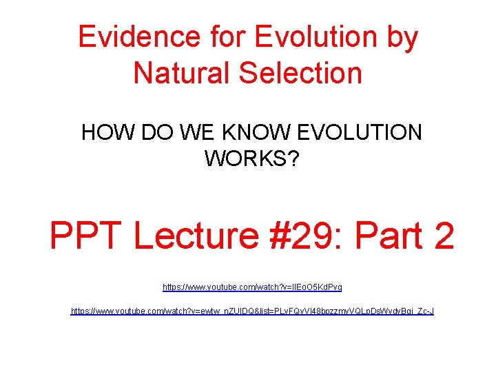 Evidence for Evolution by Natural Selection HOW DO WE KNOW EVOLUTION WORKS? PPT Lecture