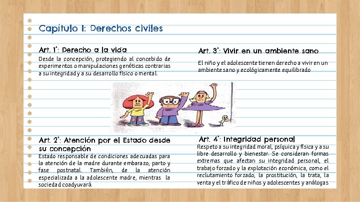 Capítulo I: Derechos civiles Art. 1°: Derecho a la vida Desde la concepción, protegiendo