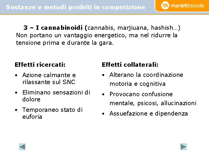 Sostanze e metodi proibiti in competizione 3 – I cannabinoidi (cannabis, marjiuana, hashish…) Non