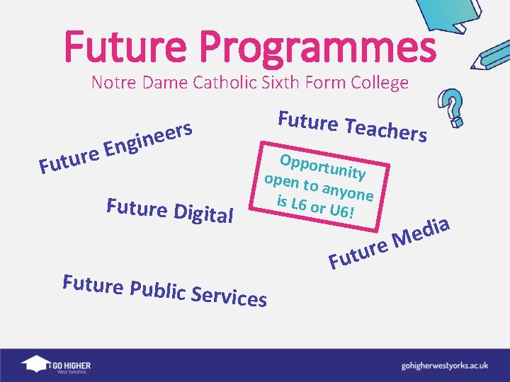 Future Programmes Notre Dame Catholic Sixth Form College s r e e n i