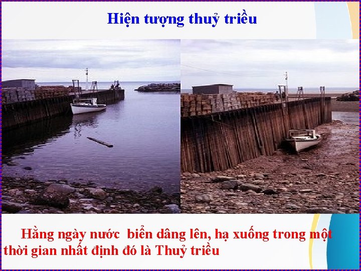 Hiện tượng thuỷ triều Hằng ngày nước biển dâng lên, hạ xuống trong một