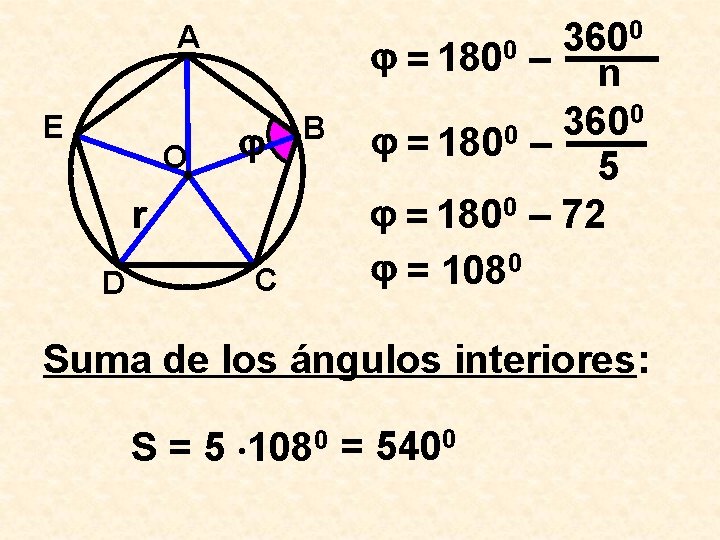 A E O r D C B 0 360 = 1800 – n 0