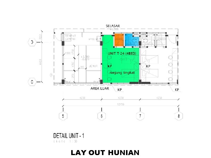 TIPOLOGI RUMAH SUSUN SEWA TIPE 24, 5 LANTAI LAY OUT HUNIAN (5) 