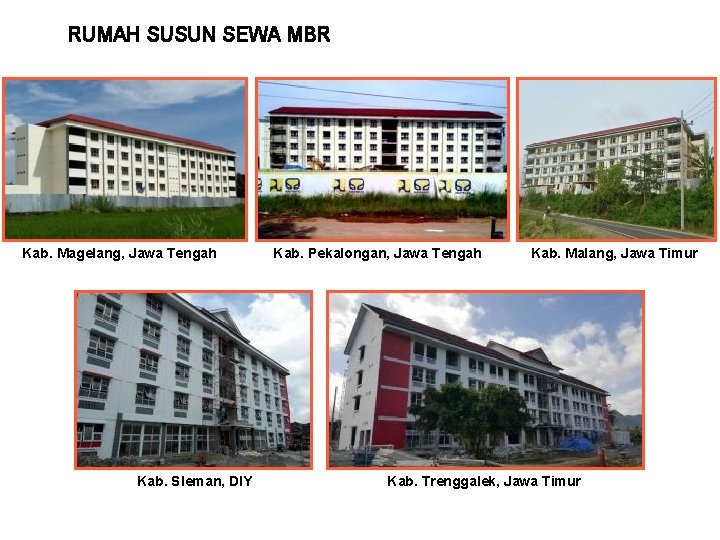 RUMAH SUSUN SEWA MBR Kab. Magelang, Jawa Tengah Kab. Sleman, DIY Kab. Pekalongan, Jawa