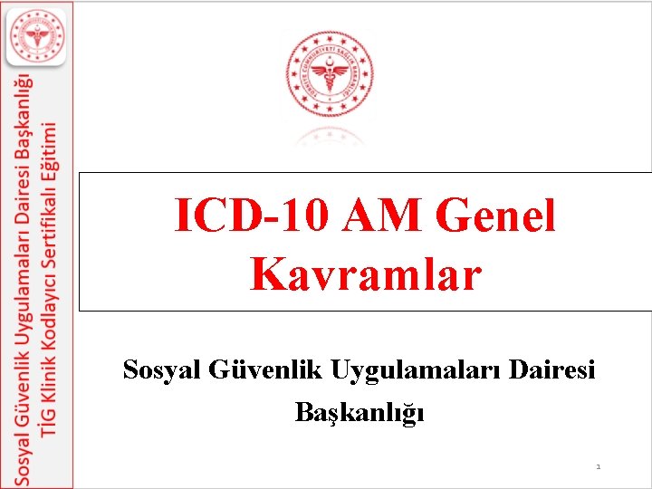 ICD-10 AM Genel Kavramlar Sosyal Güvenlik Uygulamaları Dairesi Başkanlığı 1 