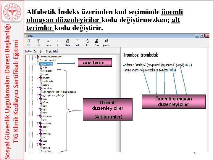 Alfabetik İndeks üzerinden kod seçiminde önemli olmayan düzenleyiciler kodu değiştirmezken; alt terimler kodu değiştirir. Alfabetik İndeks üzerinden kod seçiminde önemli olmayan düzenleyiciler kodu değiştirmezken; alt terimler kodu değiştirir.