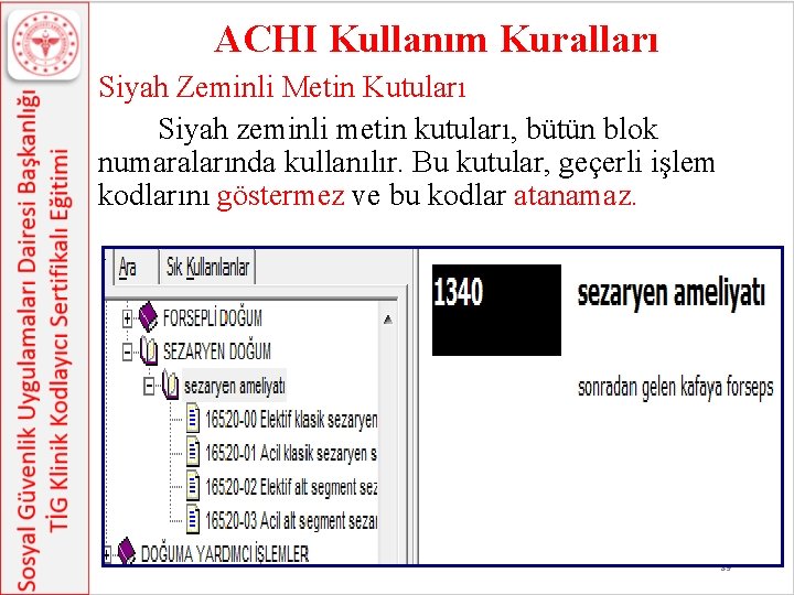 ACHI Kullanım Kuralları Siyah Zeminli Metin Kutuları Siyah zeminli metin kutuları, bütün blok numaralarında