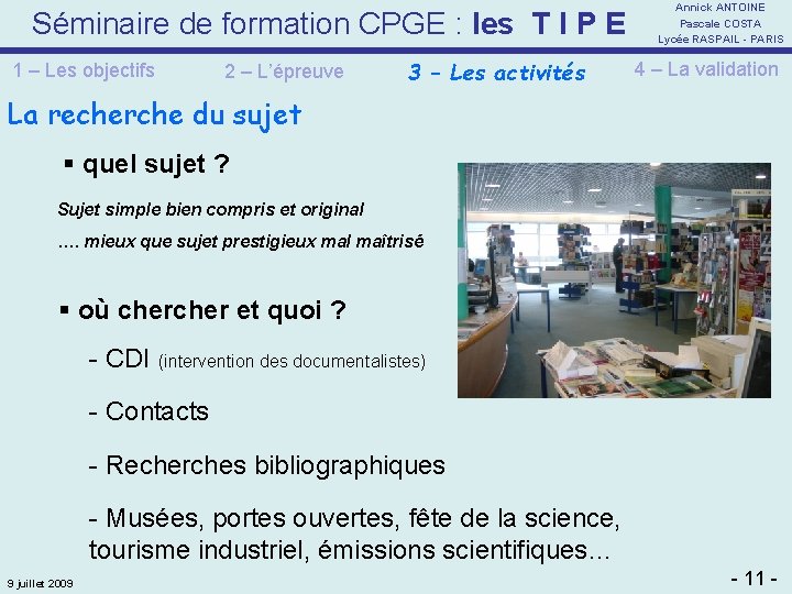 Séminaire de formation CPGE : les T I P E 1 – Les objectifs