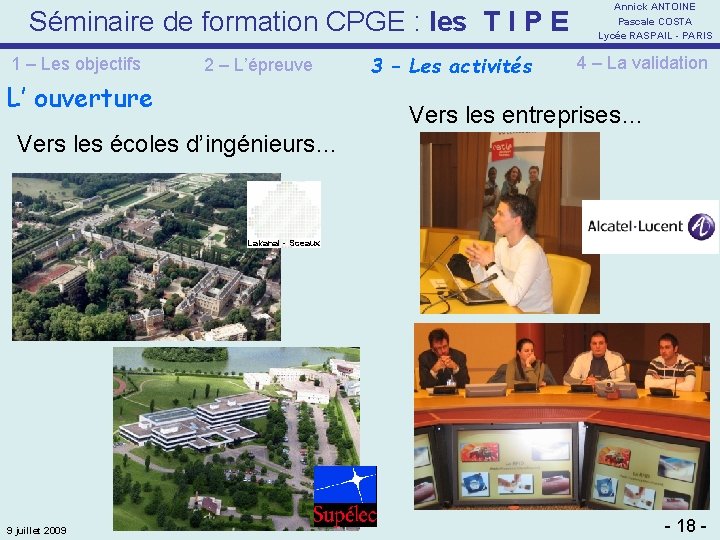 Séminaire de formation CPGE : les T I P E 1 – Les objectifs