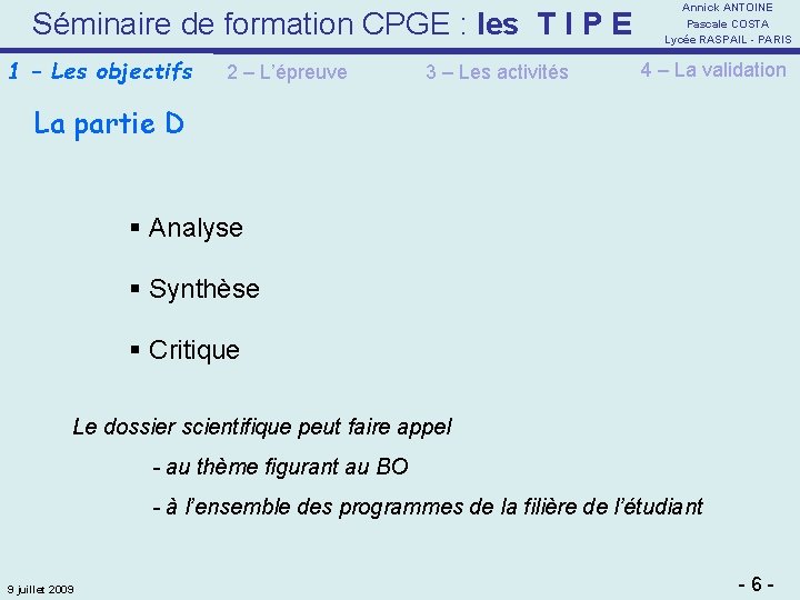 Séminaire de formation CPGE : les T I P E 11 – Les objectifs