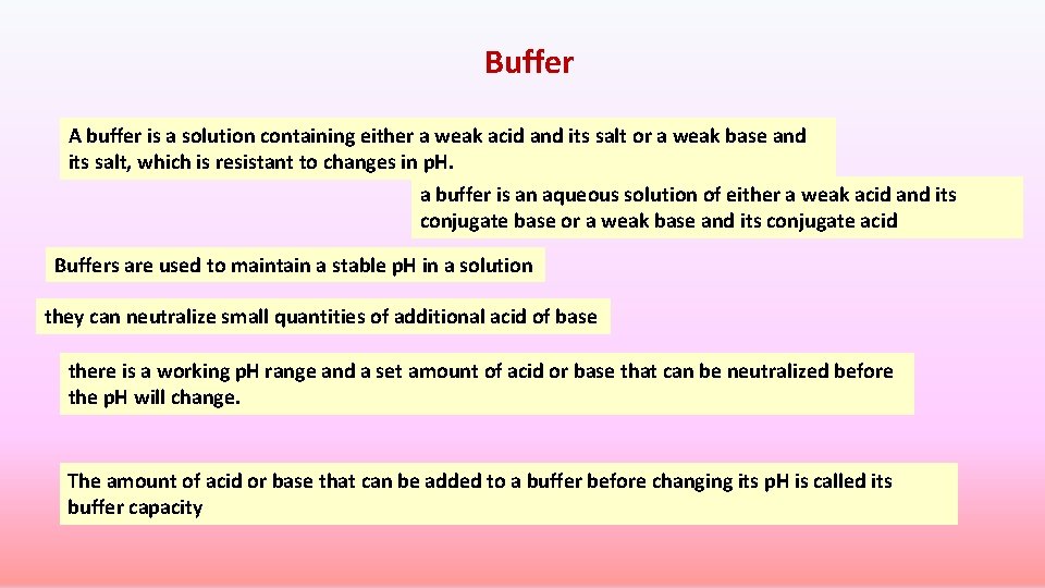 Buffer A buffer is a solution containing either a weak acid and its salt Buffer A buffer is a solution containing either a weak acid and its salt