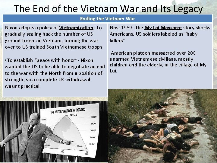 The End of the Vietnam War and Its Legacy Ending the Vietnam War Nixon