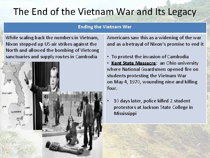 The End of the Vietnam War and Its Legacy Ending the Vietnam War While