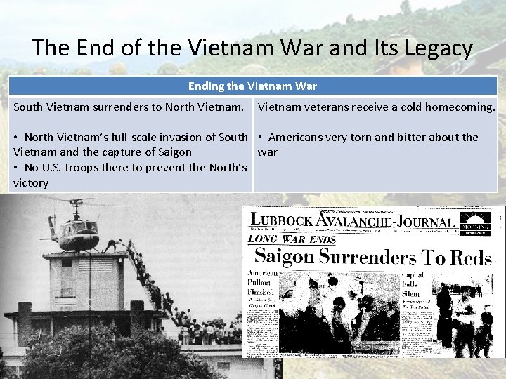 The End of the Vietnam War and Its Legacy Ending the Vietnam War South